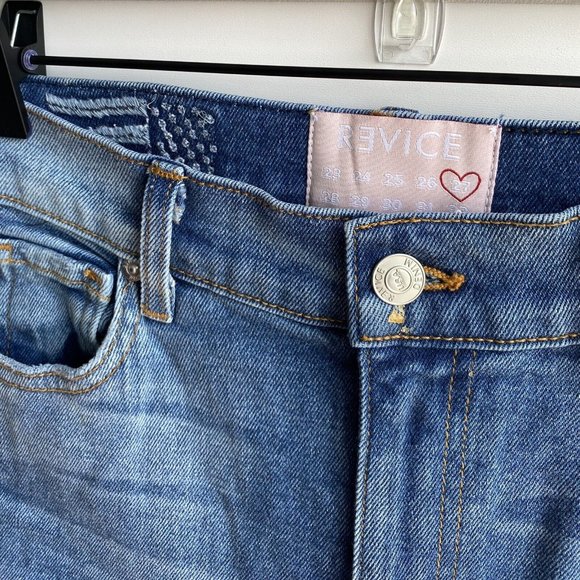 Revice Uptown Super High Waisted Distressed Frayed Hem Jeans | Size 27 - Picture 5 of 7